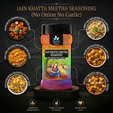 Jain Khatta Meetha Seasoning | No Onion No Garlic | Jain-Friendly | Natural Ingredients | Sweet & Sour | 365 Spicery