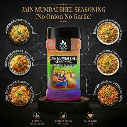 Jain Mumbai Bhel Seasoning | No Onion No Garlic | Jain-Friendly | No Artificial Colours | Street Food | 365 Spicery