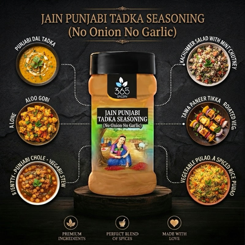 Jain Punjabi Tadka Seasoning | No Onion No Garlic | Jain-Friendly | Authentic Spices | Street Food | 365 Spicery