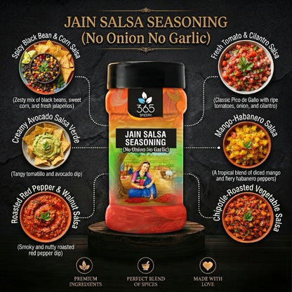 Jain Salsa Seasoning | No Onion No Garlic | Jain-Friendly | No Artificial Colours | Spicy Snack Mix | 365 Spicery