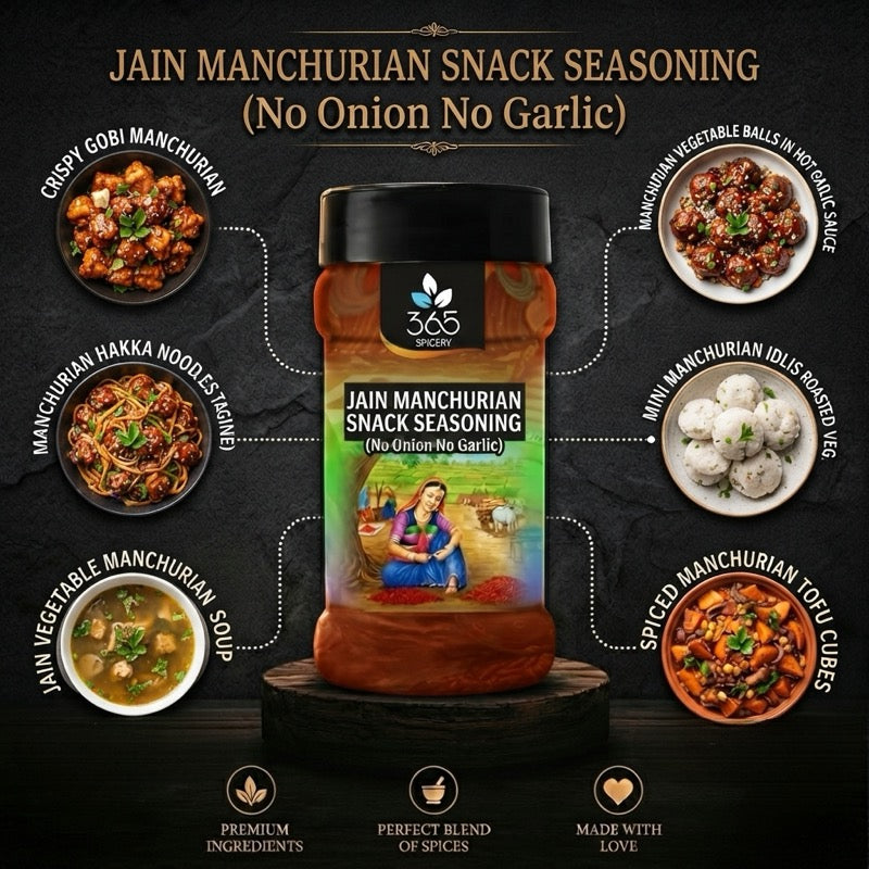 Jain Manchurian Snack Seasoning | No Onion No Garlic | Jain-Friendly | No Artificial Colours | Indo-Chinese | 365 Spicery