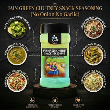 Jain Green Chutney Snack Seasoning | No Onion No Garlic | Jain-Friendly | Vegan | Perfect for Fries | 365 Spicery