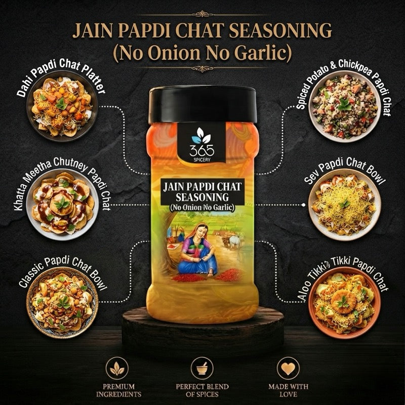 Jain Papdi Chat Seasoning | No Onion No Garlic | Jain-Friendly | Authentic Indian Spice | Street Food | 365 Spicery