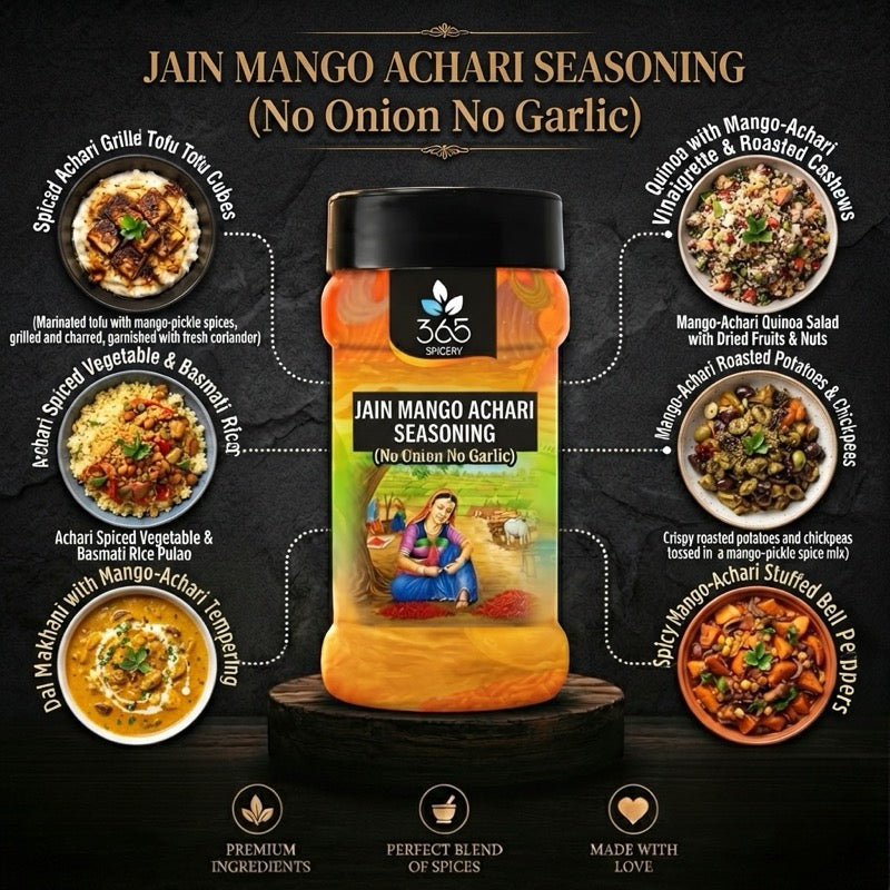 Jain Mango Achari Seasoning | No Onion No Garlic | Jain-Friendly | No Artificial Flavours | Tangy Grills | 365 Spicery