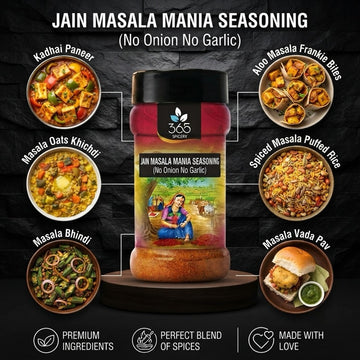 Jain Masala Mania Seasoning | No Onion No Garlic | Jain-Friendly | Vegan | Premium Fries Masala | 365 Spicery