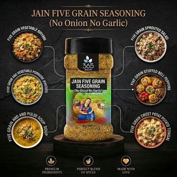 Jain Five Grain Seasoning | No Onion No Garlic | Jain-Friendly | Natural Ingredients | Gluten-Free | 365 Spicery