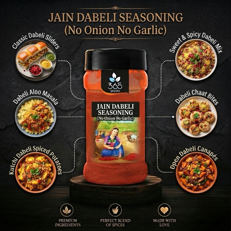 Jain Dabeli Seasoning | No Onion No Garlic | Jain-Friendly | No Artificial Colours | Vegan Spice | 365 Spicery