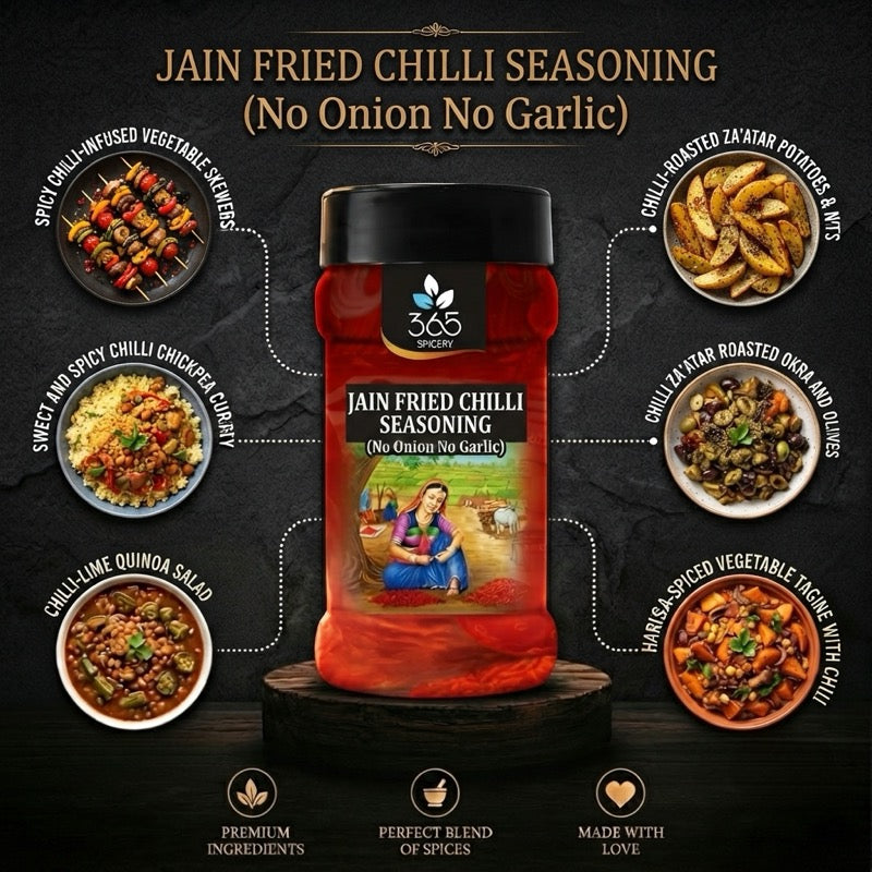 Jain Fried Chilli Seasoning | No Onion No Garlic | Jain-Friendly | No MSG | Premium Street Food | 365 Spicery