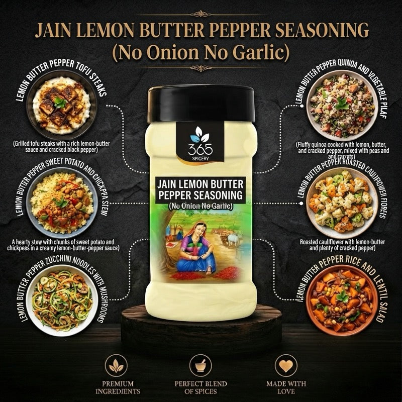 Jain Lemon Butter Pepper Seasoning | No Onion No Garlic | Jain-Friendly | No MSG | Premium Grill | 365 Spicery