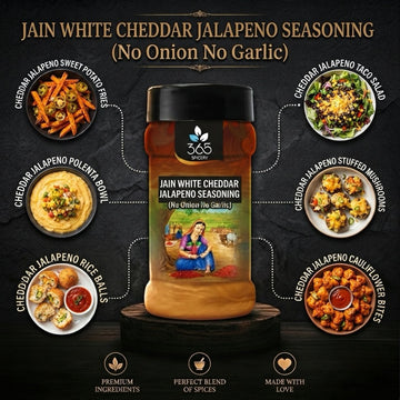 Jain White Cheddar Jalapeno Seasoning | No Onion No Garlic | Jain-Friendly | Gluten-Free | Vegan | 365 Spicery