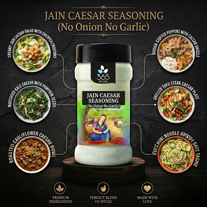 Jain Caesar Seasoning | No Onion No Garlic | Jain-Friendly | No Artificial Colours | Vegan Blend | 365 Spicery