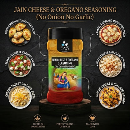 Jain Cheese & Oregano Seasoning | No Onion No Garlic | Jain-Friendly | No MSG | Pizza & Fries | 365 Spicery
