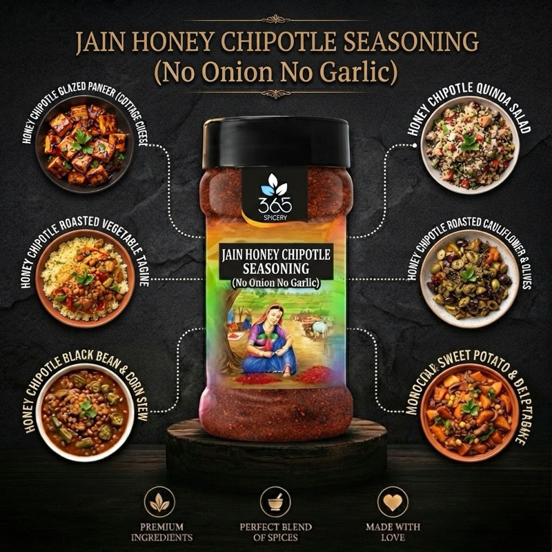 Jain Honey Chipotle Seasoning | No Onion No Garlic | Jain-Friendly | Natural Ingredients | Snack Mix | 365 Spicery