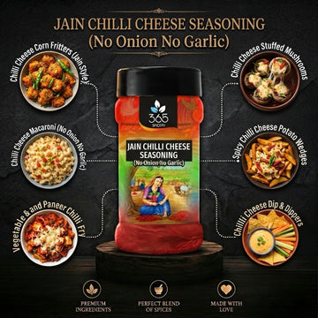 Jain Chilli Cheese Seasoning | No Onion No Garlic | Jain-Friendly | No MSG | Premium Popcorn Spice | 365 Spicery
