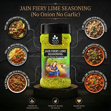 Jain Fiery Lime Seasoning | No Onion No Garlic | Jain-Friendly | No Artificial Flavours | Snack Mix | 365 Spicery