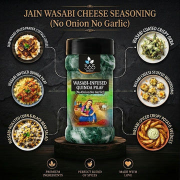 Jain Wasabi Cheese Seasoning | No Onion No Garlic | Jain-Friendly | Vegan | Premium Fries Topping | 365 Spicery