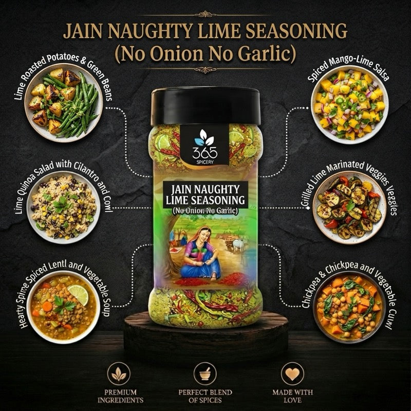 Jain Naughty Lime Seasoning | No Onion No Garlic | Jain-Friendly | Natural Ingredients | For Street Food | 365 Spicery