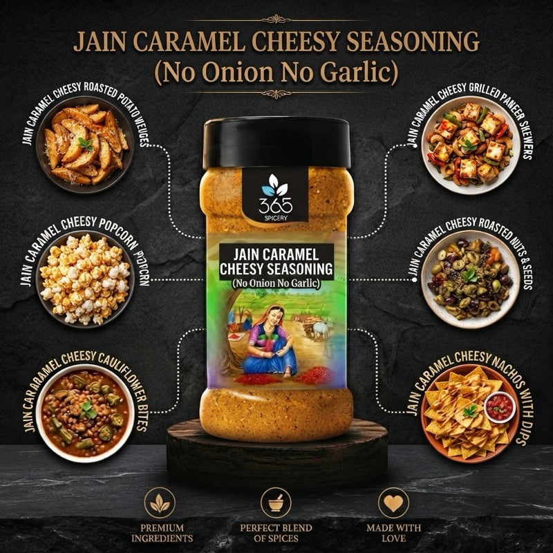 Jain Caramel Cheesy Seasoning | No Onion No Garlic | Jain-Friendly | No MSG | For Popcorn | 365 Spicery