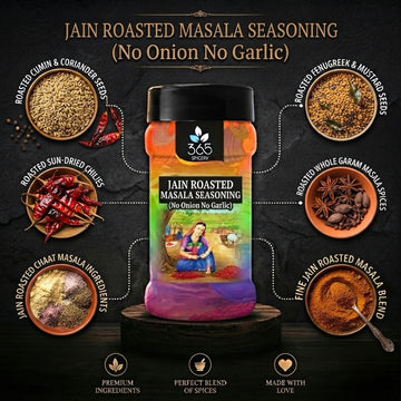 Jain Roasted Masala Seasoning | No Onion No Garlic | Jain-Friendly | No Artificial Colours | For Snacks | 365 Spicery