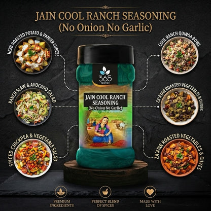 Jain Cool Ranch Seasoning | No Onion No Garlic | Jain-Friendly | No Artificial Flavours | For Popcorn | 365 Spicery