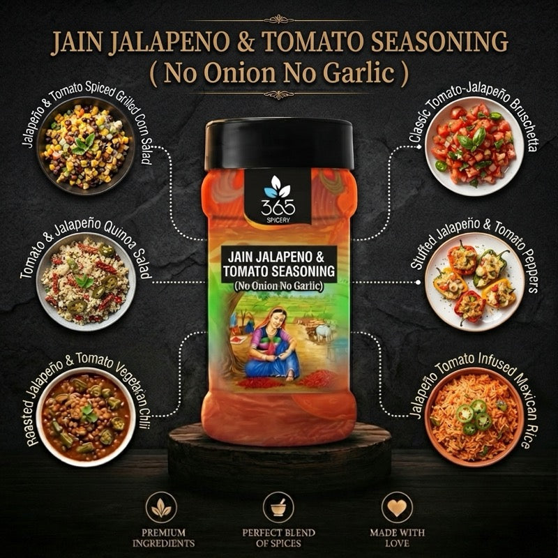 Jain Jalapeno & Tomato Seasoning | No Onion No Garlic | Jain-Friendly | No Artificial Flavours | For Fries | 365 Spicery