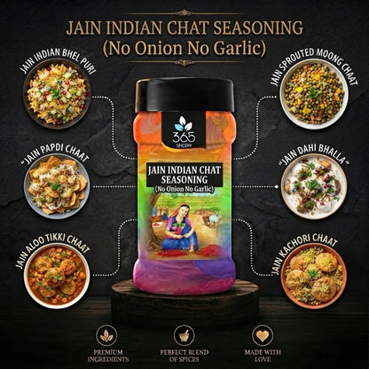 Jain Indian Chat Seasoning | No Onion No Garlic | Jain-Friendly | No Artificial Colours | For Street Food | 365 Spicery