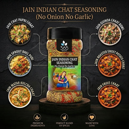 Jain Indian Chat Seasoning | No Onion No Garlic | Jain-Friendly | No Artificial Colours | For Street Food | 365 Spicery