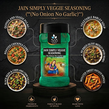 Jain Simply Veggie Seasoning | No Onion No Garlic | Jain-Friendly | Vegan | For Healthy Bites | 365 Spicery