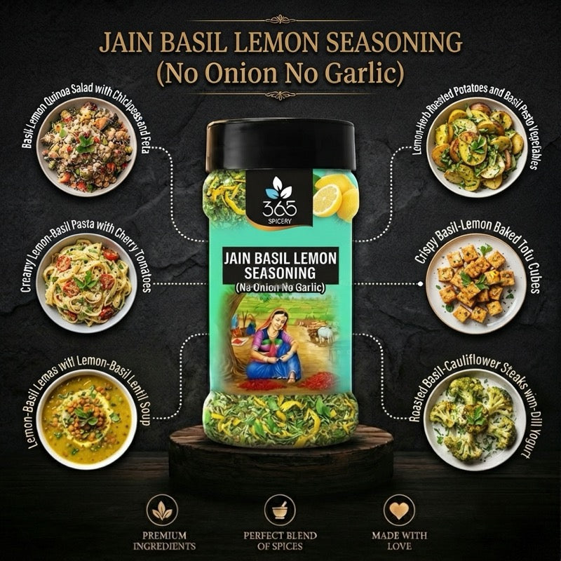 Jain Basil Lemon Seasoning | No Onion No Garlic | Jain-Friendly | Natural Ingredients | For Salads | 365 Spicery