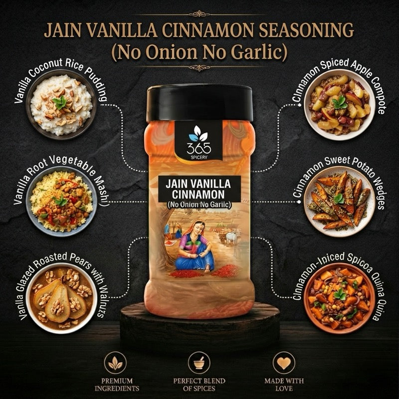 Jain Vanilla Cinnamon Seasoning | No Onion No Garlic | Jain-Friendly | Vegan | For Sweet Treats | 365 Spicery