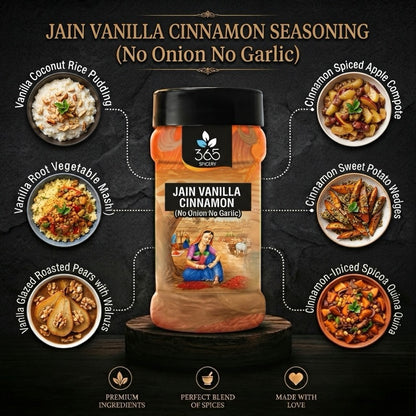 Jain Vanilla Cinnamon Seasoning | No Onion No Garlic | Jain-Friendly | Vegan | For Sweet Treats | 365 Spicery