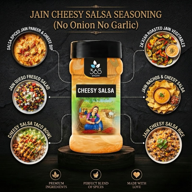 Jain Cheesy Salsa Seasoning | No Onion No Garlic | Jain-Friendly | No Artificial Flavours | For Grills | 365 Spicery