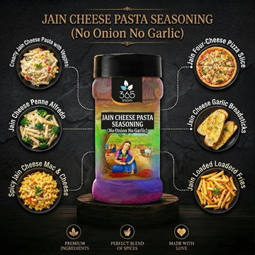 Jain Cheese Pasta Seasoning | No Onion No Garlic | Jain-Friendly | Premium Quality | For Snacks | 365 Spicery