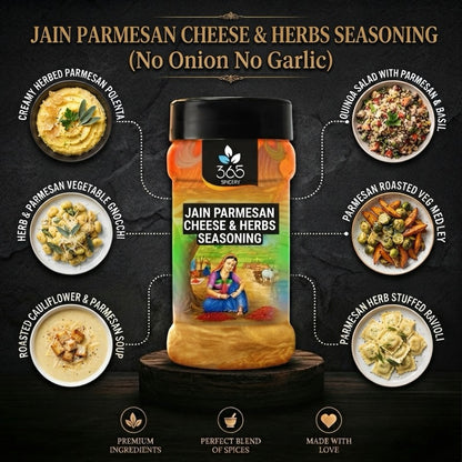 Jain Parmesan Cheese & Herbs Seasoning | No Onion No Garlic | Jain-Friendly | Premium | 365 Spicery