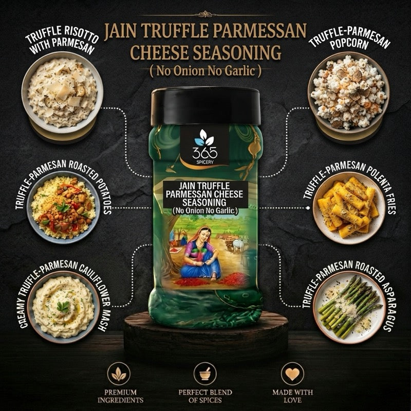 Jain Truffle & Parmesan Cheese Seasoning | No Onion No Garlic | Jain-Friendly | Gourmet | 365 Spicery