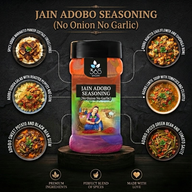 Jain Adobo Seasoning | No Onion No Garlic | Jain-Friendly | Classic Latin Spice | No MSG | 365 Spicery