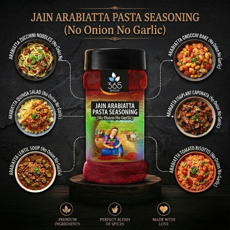 Jain Arabiatta Pasta Seasoning | No Onion No Garlic | Jain-Friendly | Spicy Italian Blend | 365 Spicery