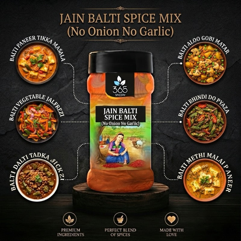 Jain Balti Spice Mix | No Onion No Garlic | Jain-Friendly | Authentic Curry Blend | Natural | 365 Spicery