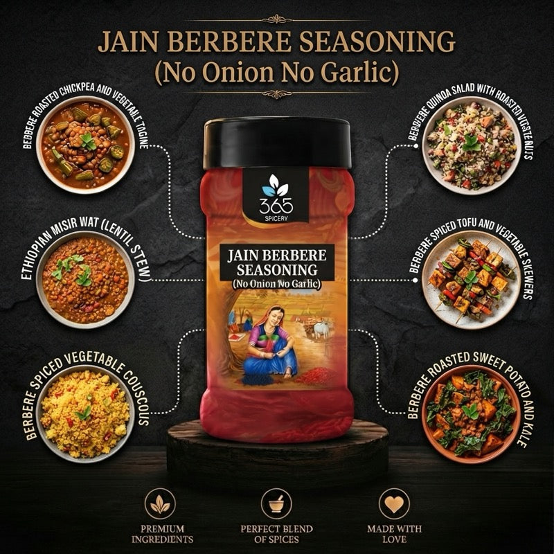 Jain Berbere Seasoning | No Onion No Garlic | Jain-Friendly | Ethiopian Spice Blend | Vegan | 365 Spicery