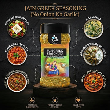 Jain Greek Seasoning | No Onion No Garlic | Jain-Friendly | Mediterranean Herb Blend | Natural | 365 Spicery