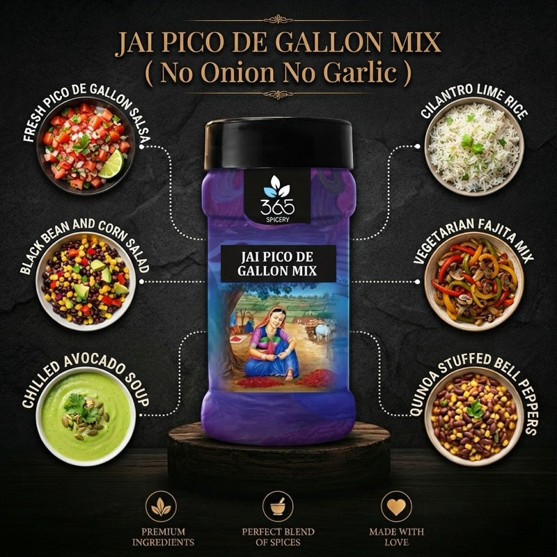 Jain Pico De Gallo Mix | No Onion No Garlic | Jain-Friendly | Fresh Salsa Blend | Natural | 365 Spicery