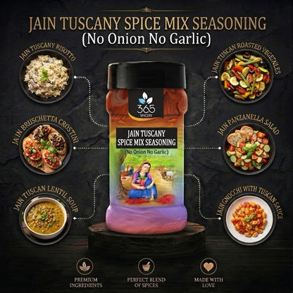 Jain Tuscany Spice Mix | No Onion No Garlic | Jain-Friendly | Italian Pasta & Grill | Natural | 365 Spicery