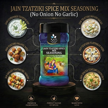 Jain Tzatziki Spice Mix | No Onion No Garlic | Jain-Friendly | Refreshing Herb Blend | Vegan | 365 Spicery