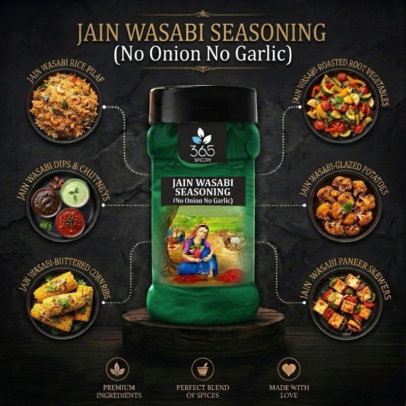 Jain Wasabi Ranch Seasoning | No Onion No Garlic | Jain-Friendly | No MSG | Premium Snack Spice | 365 Spicery