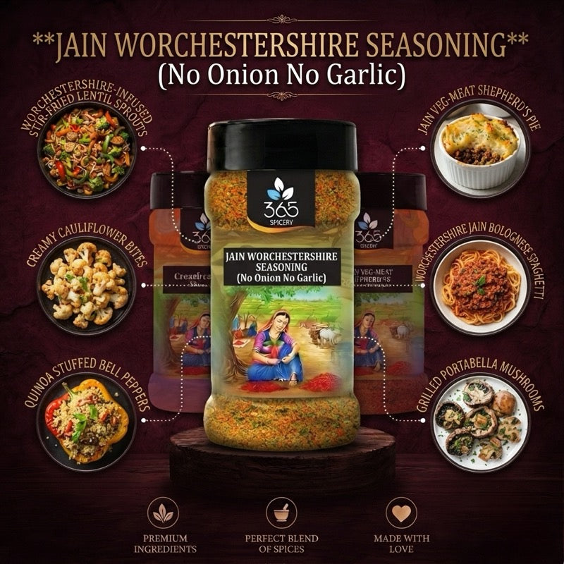 Jain Worchestershire Seasoning | No Onion No Garlic | Jain-Friendly | No Artificial Flavours | 365 Spicery