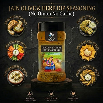 Jain Olive & Herb Dip | No Onion No Garlic | Jain-Friendly | Vegan | Natural Herbs | 365 Spicery