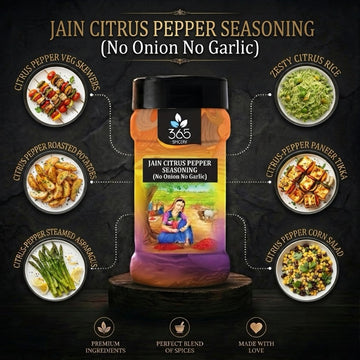 Jain Citrus Pepper Seasoning | Bright Zesty Spice | No Onion No Garlic | No Artificial Flavours | 365 Spicery