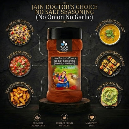 Jain Doctor's Choice No Salt Seasoning | Healthy Blend | No Onion No Garlic | Natural | Jain-Friendly | 365 Spicery