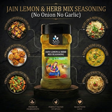 Jain Lemon & Herb Mix | Fresh Aromatic Seasoning | No Onion No Garlic | Vegan | Jain-Friendly | 365 Spicery