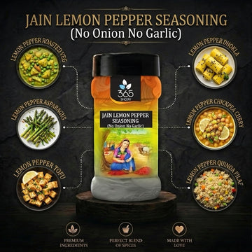 Jain Lemon Pepper Seasoning | Zesty & Refreshing Blend | No Onion No Garlic | Gluten-Free | 365 Spicery
